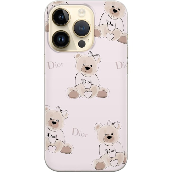 Apple iPhone 14 Pro Gennemsigtig cover Teddy Dior Vibes - luksuriøs bamse i modetil