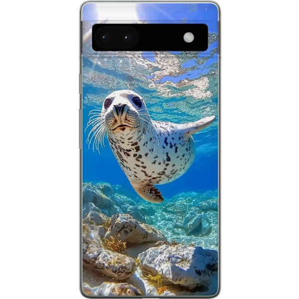 Google Pixel 6a Gennemsigtig cover Salg Hav Svømning Dyremotiv Natur Vandmotiv Blåt Design Marin Tema Populært Motiv Dyreliv