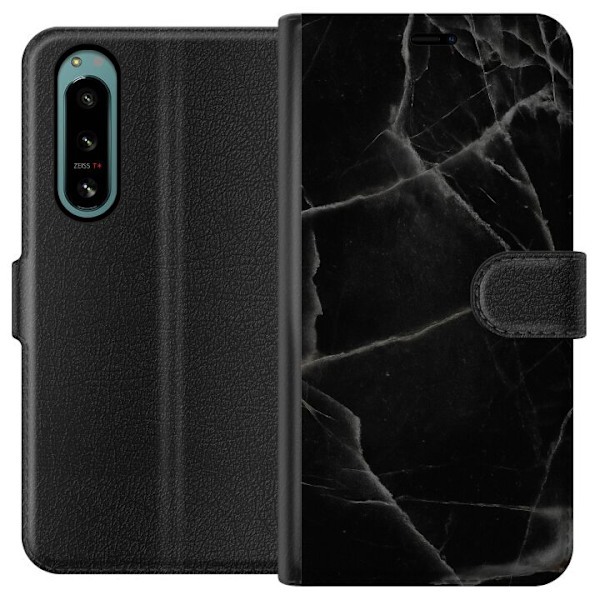 Sony Xperia 5 IV Tegnebogsetui Sort marmor