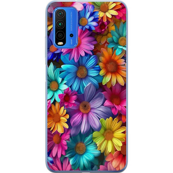Xiaomi Redmi 9T Genomskinligt Skal Gerbera Blommor Färgglad Dekor Blommotiv Populärt Heminredning Färg Rik Väggkonst Design