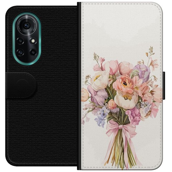 Huawei nova 8 Pro Plånboksfodral Mobilskal med färgglad blombukett i romantisk stil