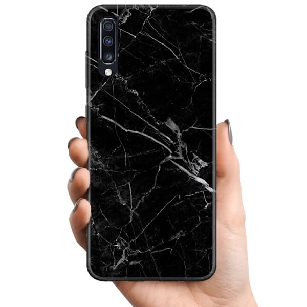 Samsung Galaxy A70 TPU Mobilcover Sort Marmor