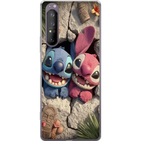 Sony Xperia 1 II Läpinäkyvä kuori Stitch Angel Lilo & Stitch Motiivi Disney Rakkaus Sarjakuvahahmo Suosittu Sininen Avaruusolio Hauska Disney-eloku