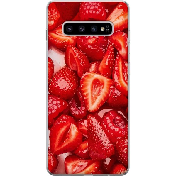 Samsung Galaxy S10+ Läpinäkyvä kuori Mansikkakuviointi - makea motiivi kesäfiiliksellä