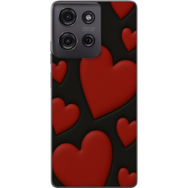 Motorola Moto G75 Läpinäkyvä kuori Punaiset Samettisydämet