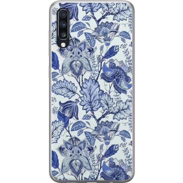 Samsung Galaxy A70 Gennemsigtig cover Blomster Blå...