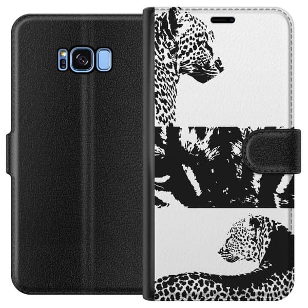Kompatibelt Lommeboketui til Samsung Galaxy S8 Leopard Faces