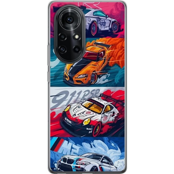 Huawei nova 8 Pro Läpinäkyvä kuori Nopeat Autot - Piirretty Kuvio Toiminnalla