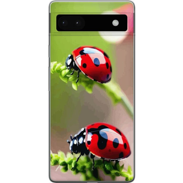 Google Pixel 6a Läpinäkyvä kuori Leppäkerttu Hyönteinen Onni Symboli Luontoaihe Suosittu Graafinen Motiivi Koristelu Kesäkiertue
