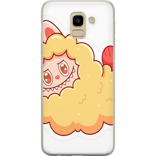 Samsung Galaxy J6 Genomskinligt Skal Labubu Tvättbjörn Pop Mart Figur Samlarobjekt Söt Design Populärt Motiv Art Toy Kreativ Figurserie