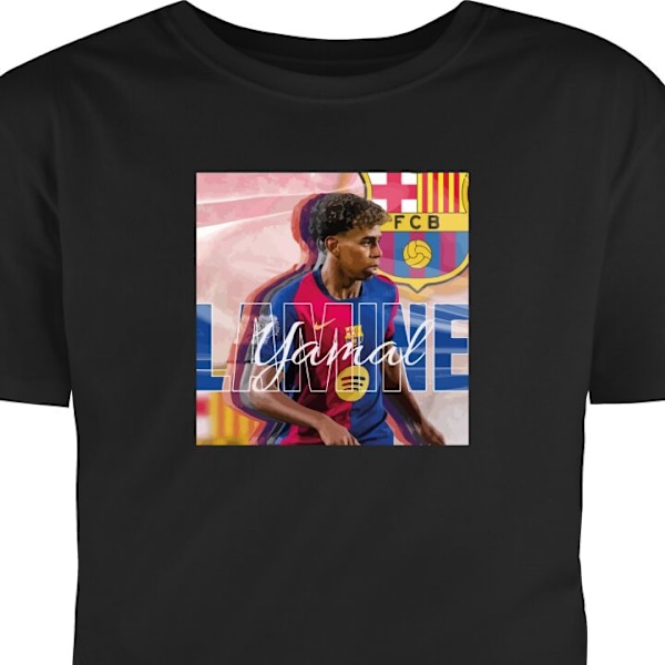 Børne T-shirt | Behagelig T-shirt til Børn Lamine Yamal FCB sort 3-4 År