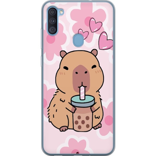 Samsung Galaxy A11 Läpinäkyvä kuori Kawaii Capybara Sydän