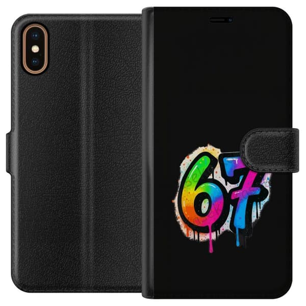 Kompatibelt Lommeboketui til Apple iPhone X Färgglada graffitisiffror svart