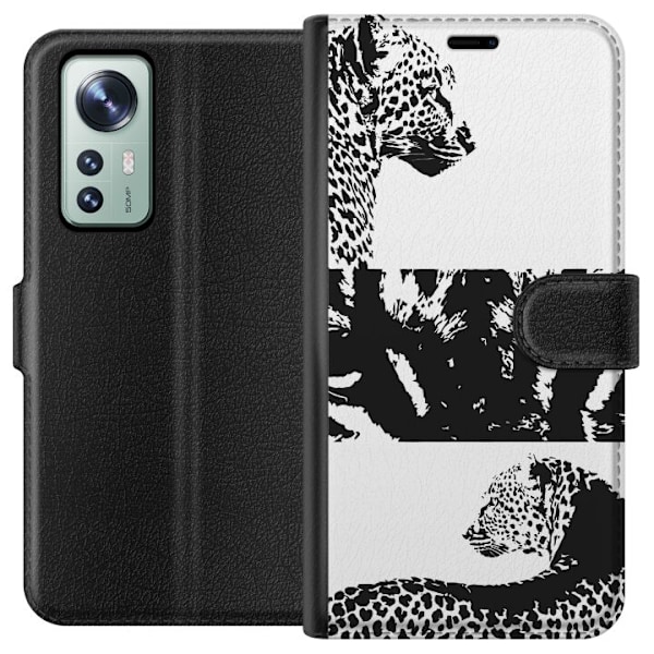 Xiaomi 12 Lompakkokotelo Leopard Faces