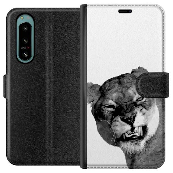 Sony Xperia 5 IV Plånboksfodral Lejon Konst Artistiskt Djurmotiv Afrikanskt Stil Djungel Känsla Grafiskt Motiv Hemdekor Djurtema