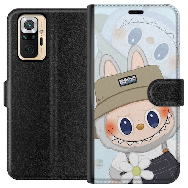 Xiaomi Redmi Note 10 Pro Plånboksfodral Labubu med hatt – Pop Mart-figur Mr. Butcher i retro stil med karaktär