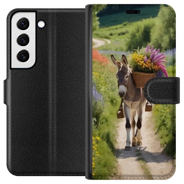 Samsung Galaxy S22+ 5G Tegnebogsetui Æsel Dyremotiv Rolig Design Naturmotiv Populær Dekoration Humor Grafisk Dyretema Eksotisk
