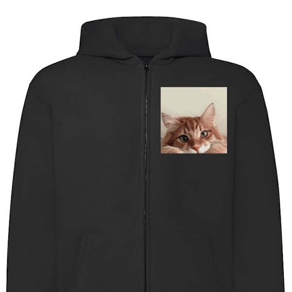 Zip-Hoodie | Hættetrøje med Lynlås til Voksne Kat sort L