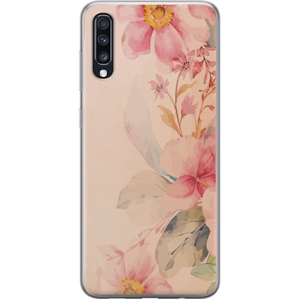 Samsung Galaxy A70 Genomskinligt Skal Färgglada Blommor