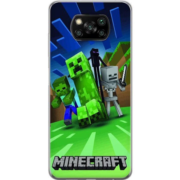Xiaomi Poco X3 NFC Läpinäkyvä kuori Minecraft Creeper mobilskal i klassisk grön pixelstil