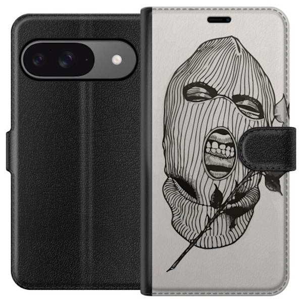 Google Pixel 9 Pro Plånboksfodral Ski Mask Ros Streetwear Design Grafiskt Motiv Spänning Urban Stil Street Art Maskerad Symbol