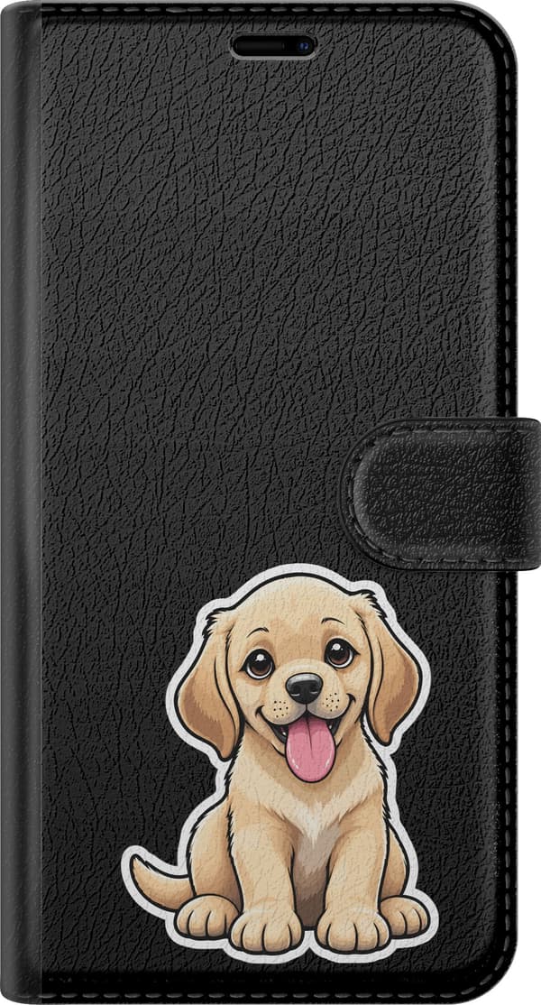 Kompatibelt Plånboksfodral till Apple iPhone 8 Plus Labradorvalp - Beige motiv med labradorvalp med utsträckt tunga. beige