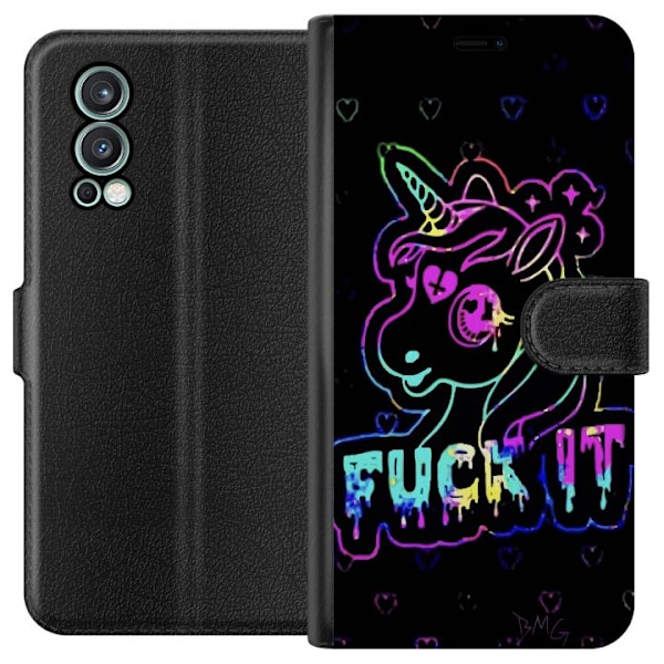 OnePlus Nord 2 5G Lompakkokotelo Fuck it Unicorn