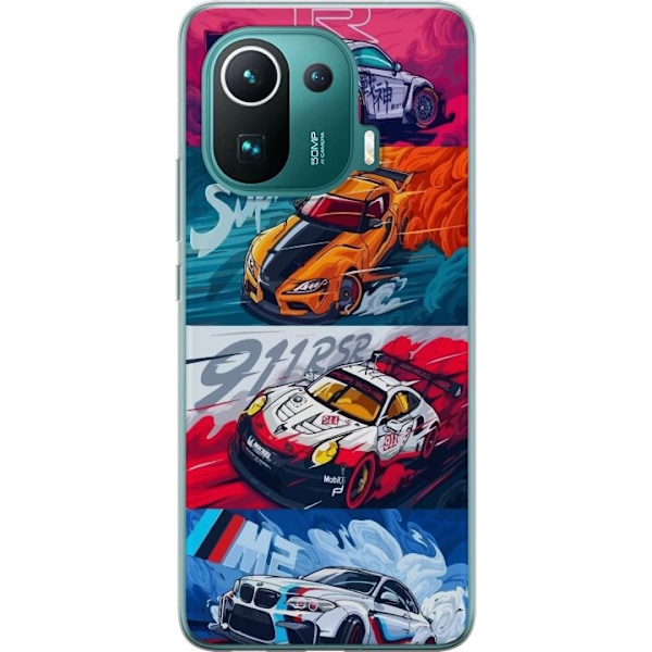 Xiaomi Mi 11 Pro Läpinäkyvä kuori Nopeat Autot - Piirretty Kuvio Toiminnalla