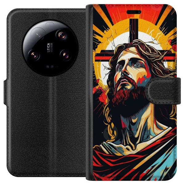 Xiaomi 13 Ultra Lompakkokotelo Jeesus ja Kortti - uskonnolline