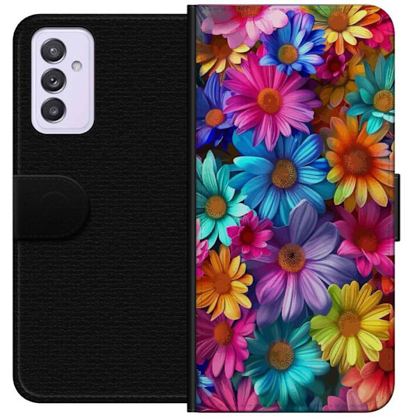 Samsung Galaxy A82 5G Plånboksfodral Gerbera Blommor Färgglad Dekor Blommotiv Populärt Heminredning Färg Rik Väggkonst Design