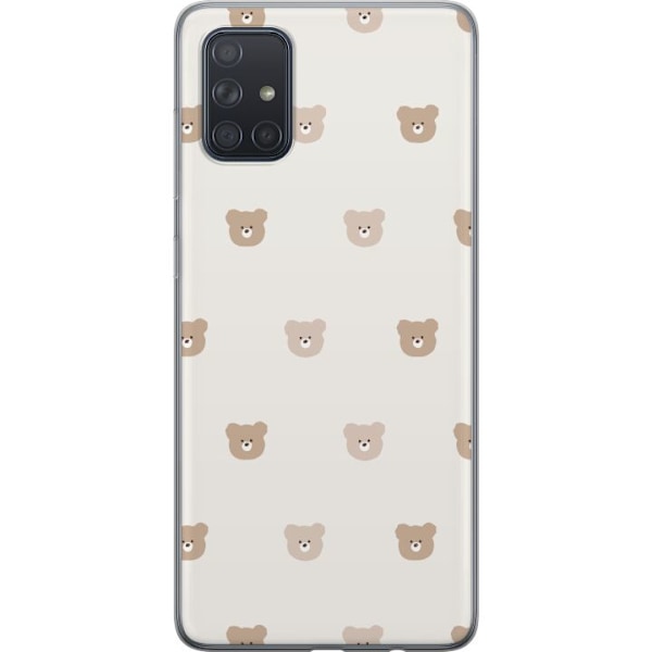 Samsung Galaxy A71 Läpinäkyvä kuori Teddy-tausta - söpöt teddykarhut pehmeällä taustalla