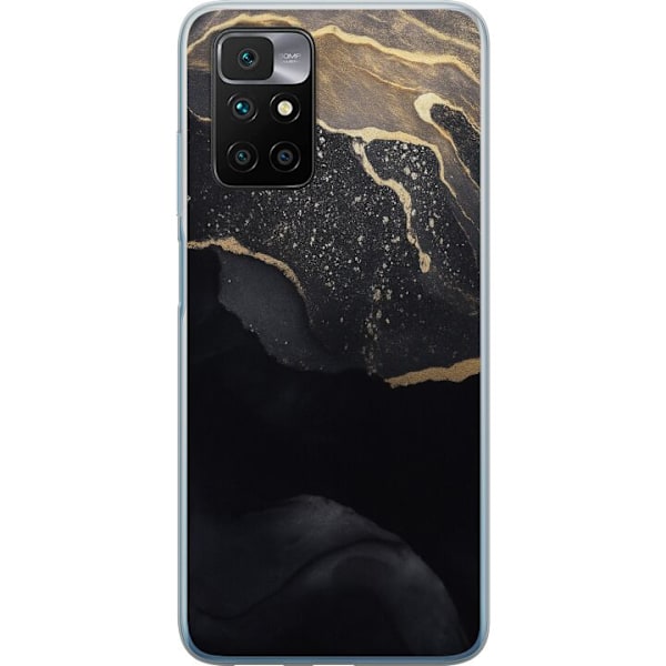 Xiaomi Redmi 10 Gennemsigtig cover Sort guld abstrakt