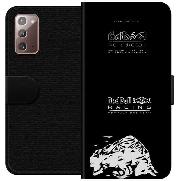 Kompatibel Tegnebogsetui til Samsung Galaxy Note20 Red Bull Racing Formula One Team med minimalistisk sort design sort