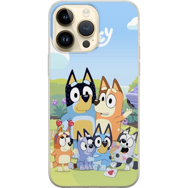 Apple iPhone 15 Pro Max Genomskinligt Skal Bluey mobilskal med hela familjen i färgglad design