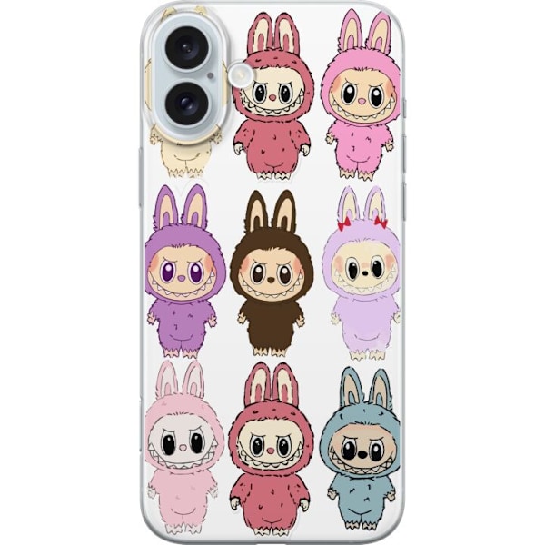 Apple iPhone 16 Plus Läpinäkyvä kuori Labubu Pink Monster -