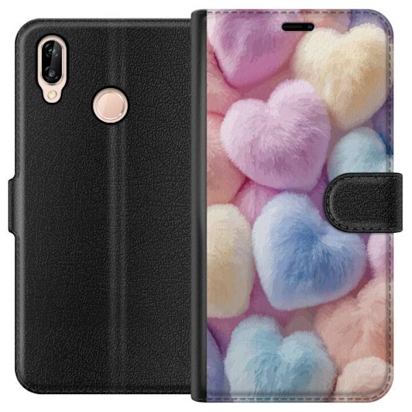 Huawei P20 lite Plånboksfodral Hjärtan Kärlek Grafisk Design Romantiskt Motiv Populärt Symbol Grafiskt Mönster Dekoration