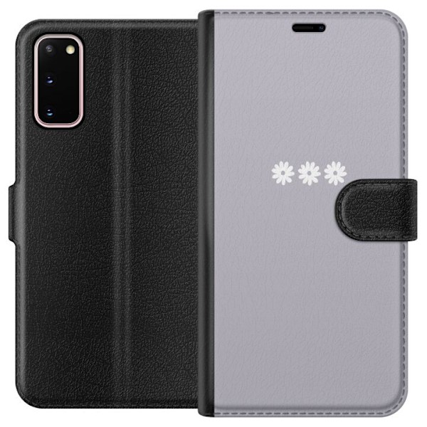 Samsung Galaxy S20 Plånboksfodral Lila Blomminimalism – stilrent blommotiv på lila bakgrund