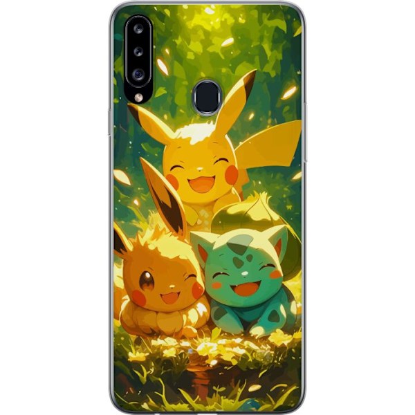 Samsung Galaxy A20s Genomskinligt Skal Pixelmonster spelstil – färgstark design för retroälskande gamers