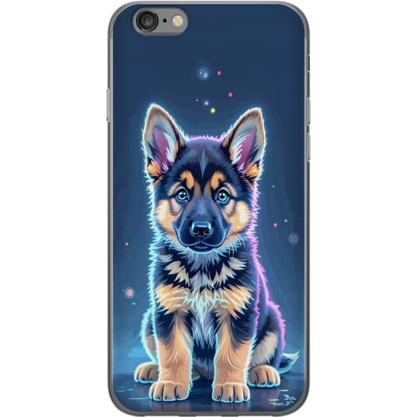 Kompatibelt Mobildeksel til Apple iPhone 6s Neonlyst schäfervalp med blå og lilla lys-effekter blå