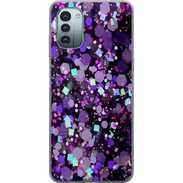 Nokia G11 Gennemsigtig cover Lilla Glitter