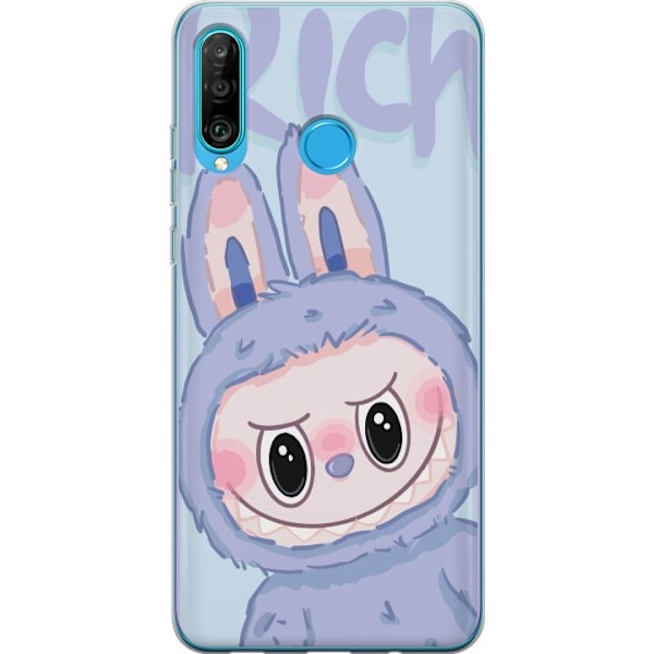 Huawei P30 lite Genomskinligt Skal Blue Bunny Labubu