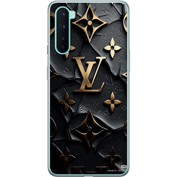 OnePlus Nord Genomskinligt Skal Louis Vuitton Dark Mode Design Svart Lyx Stil Fashion Populärt Grafiskt Mönster Modeikon Lyxmärke