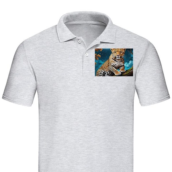 Poloshirt til Voksen | Elegant Poloshirt Leopard Grå X-Large