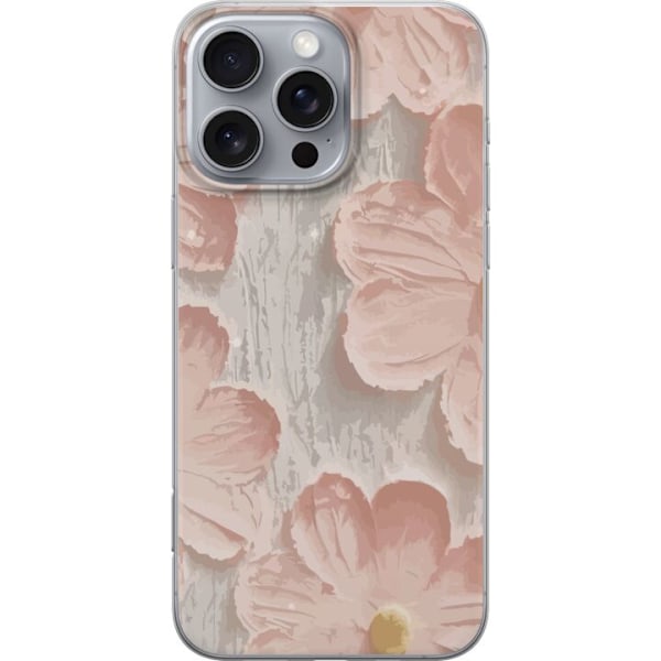 Apple iPhone 16 Pro Max Gjennomsiktig deksel Rosa Blomster