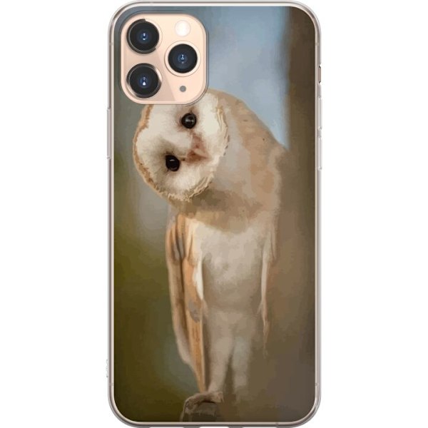 Apple iPhone 11 Pro Genomskinligt Skal Uggla Nyfiken Blick Fågelmotiv Skog Natur Grafiskt Design Populärt Motiv Djur Tema Dekoration