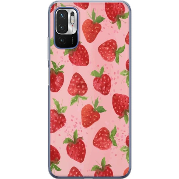 Xiaomi Redmi Note 10 5G Genomskinligt Skal Strawberry Dreams – jordgubbsmönster i retrostil