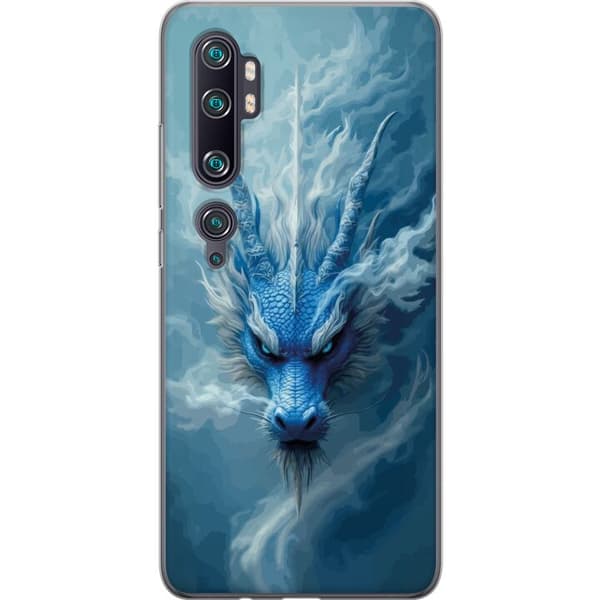 Kompatibelt Mobildeksel til Xiaomi Mi Note 10 Pro Mektig blå isdrage omgitt av tåke og frost blå