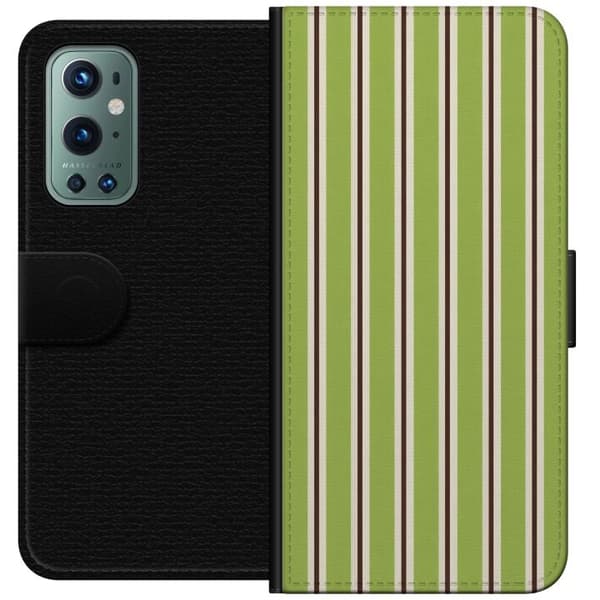 Yhteensopiva Lompakkokotelo OnePlus 9 Pro Matcha Stripe vihreä