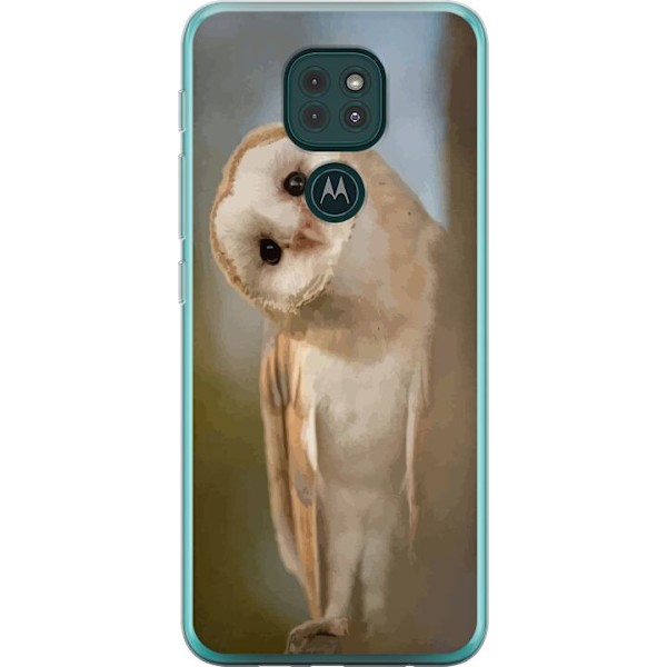 Motorola Moto G9 Play Genomskinligt Skal Uggla Nyfiken Blick Fågelmotiv Skog Natur Grafiskt Design Populärt Motiv Djur Tema Dekoration