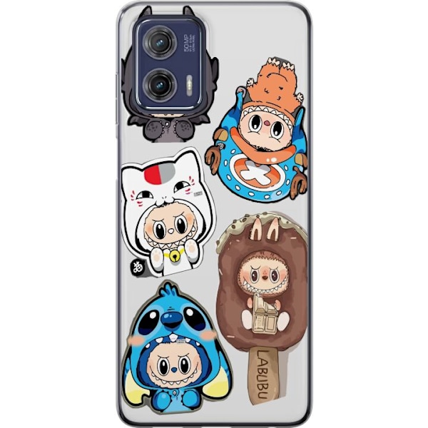 Motorola Moto G73 Gjennomsiktig deksel Labubu figure samling - Pop Mart Labubu The Monsters i fargerik design